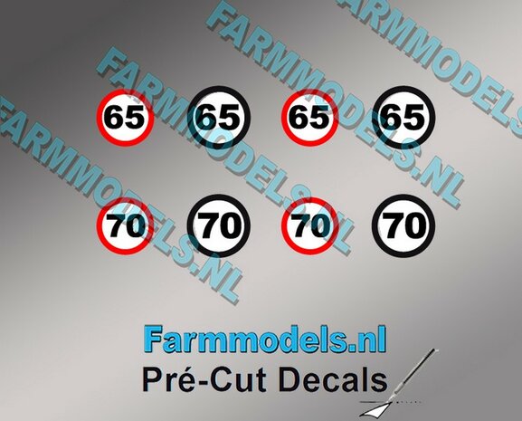 65 &amp; 70 KM Borden stickers &Oslash; 6.6mm - &Oslash; 7.3mm Pr&eacute;-Cut Decals 1:32 Farmmodels.nl super