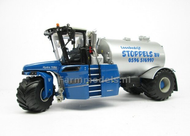 Rebuilt ND-VERVAET Hydro Trike, BLAUW CHASSIS &amp; ALU-GRIJS TANK + STOPPELS LOGO 1:32 Marge Models  MM1819-STOPPELS-3