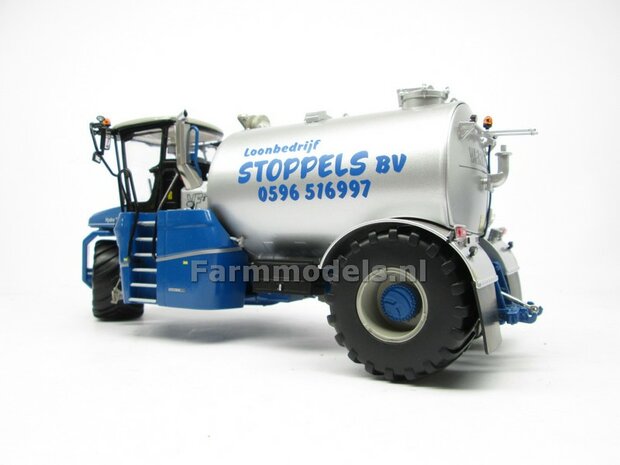 Rebuilt ND-VERVAET Hydro Trike, BLAUW CHASSIS &amp; ALU-GRIJS TANK + STOPPELS LOGO 1:32 Marge Models  MM1819-STOPPELS-3