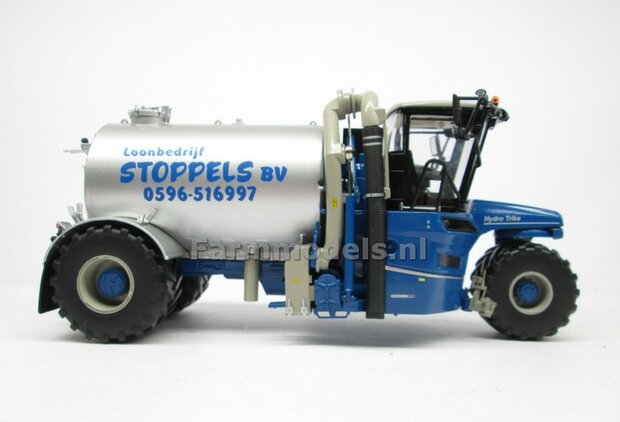 Rebuilt ND-VERVAET Hydro Trike, BLAUW CHASSIS &amp; ALU-GRIJS TANK + STOPPELS LOGO 1:32 Marge Models  MM1819-STOPPELS-3