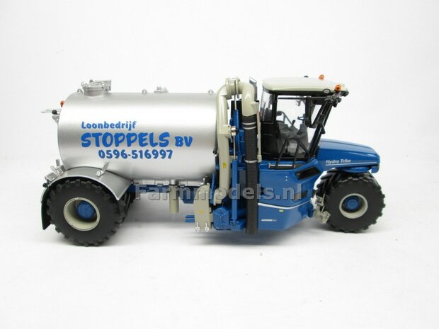 Rebuilt ND-VERVAET Hydro Trike, BLAUW CHASSIS &amp; ALU-GRIJS TANK + STOPPELS LOGO 1:32 Marge Models  MM1819-STOPPELS-3