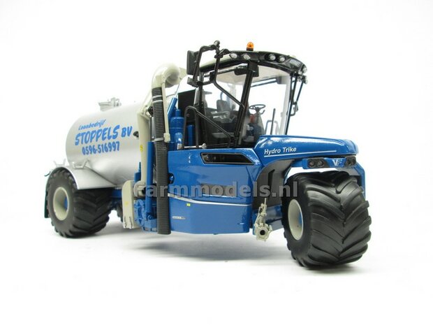 Rebuilt ND-VERVAET Hydro Trike, BLAUW CHASSIS &amp; ALU-GRIJS TANK + STOPPELS LOGO 1:32 Marge Models  MM1819-STOPPELS-3