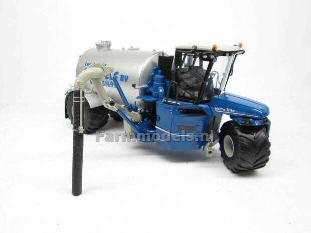 Rebuilt ND-VERVAET Hydro Trike, BLAUW CHASSIS &amp; ALU-GRIJS TANK + STOPPELS LOGO 1:32 Marge Models  MM1819-STOPPELS-3