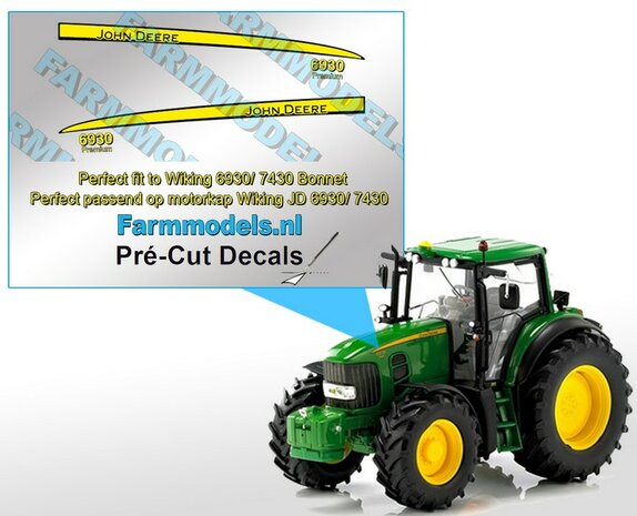 John Deere 6930 Premium type stickers, geschikt voor de John Deere 6930/ 7430 Wiking/ Pr&eacute;-Cut Decals 1:32 Farmmodels.nl 