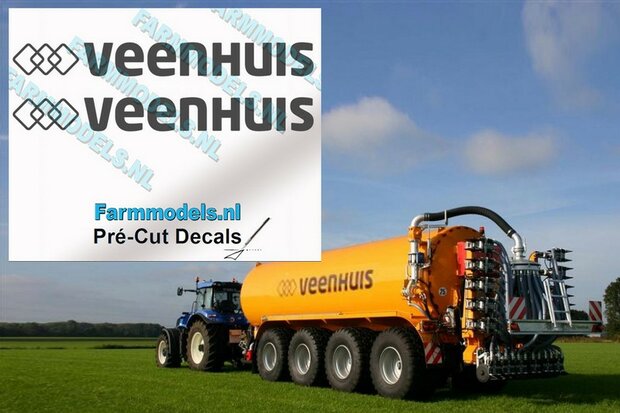 Veenhuis logo (new) 14mm hoog - op Transparant Pr&eacute;-Cut Decals 1:32 Farmmodels.nl