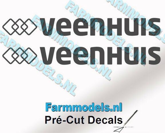 Veenhuis logo (new) 14mm hoog - op Transparant Pr&eacute;-Cut Decals 1:32 Farmmodels.nl