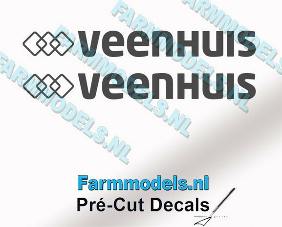 Veenhuis logo (new) 12mm hoog - op Transparant Pr&eacute;-Cut Decals 1:32 Farmmodels.nl