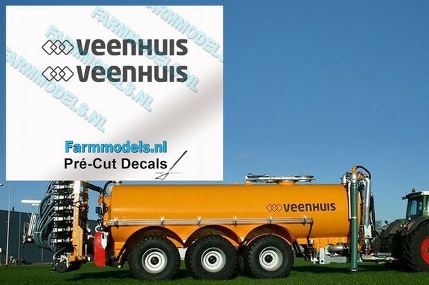 Veenhuis logo (new) 10mm hoog - op Transparant Pr&eacute;-Cut Decals 1:32 Farmmodels.nl