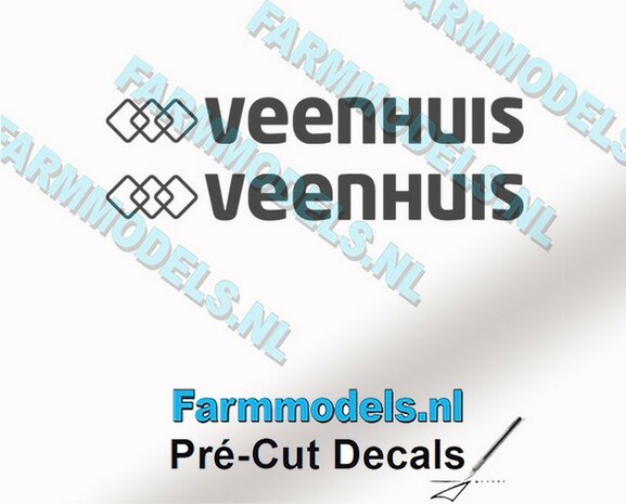 Veenhuis logo (new) 10mm hoog - op Transparant Pr&eacute;-Cut Decals 1:32 Farmmodels.nl