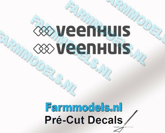 Veenhuis logo (new) 9mm hoog - op Transparant Pr&eacute;-Cut Decals 1:32 Farmmodels.nl