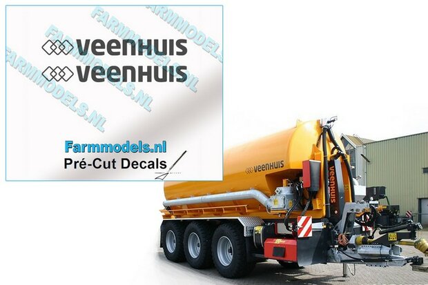 Veenhuis logo (new) 9mm hoog - op Transparant Pr&eacute;-Cut Decals 1:32 Farmmodels.nl