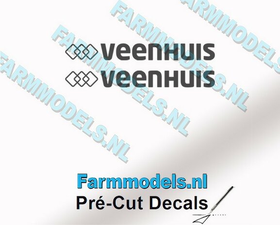 Veenhuis logo (new) 8mm hoog - op Transparant Pr&eacute;-Cut Decals 1:32 Farmmodels.nl