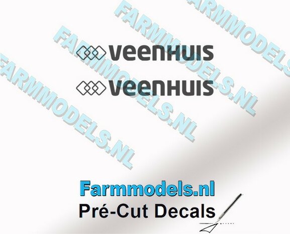 Veenhuis logo (new) 7mm hoog - op Transparant Pr&eacute;-Cut Decals 1:32 Farmmodels.nl