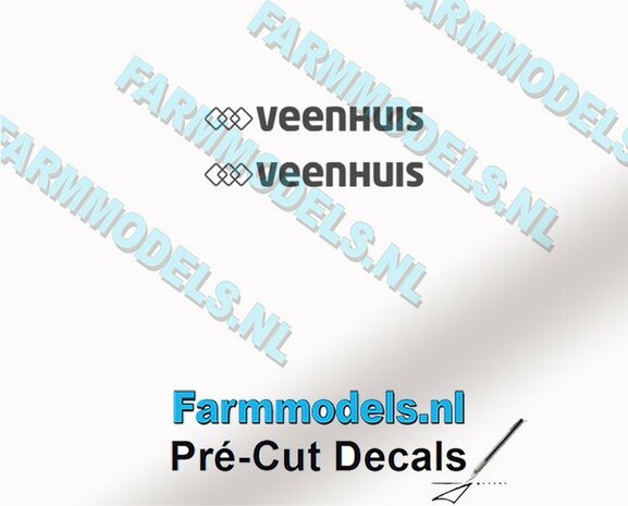 Veenhuis logo (new) 5mm hoog - op Transparant Pr&eacute;-Cut Decals 1:32 Farmmodels.nl