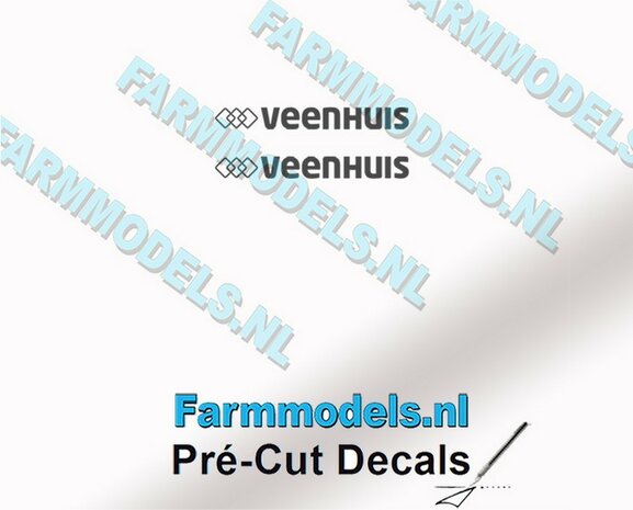 Veenhuis logo (new) 4mm hoog - op Transparant Pr&eacute;-Cut Decals 1:32 Farmmodels.nl