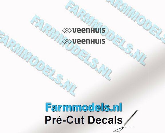 Veenhuis logo (new) 3mm hoog - op Transparant Pr&eacute;-Cut Decals 1:32 Farmmodels.nl