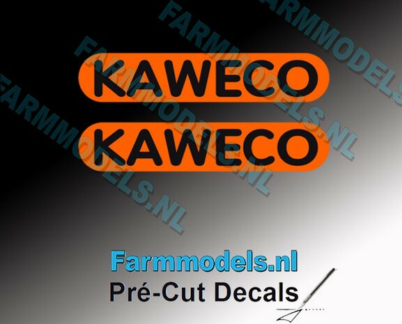 KAWECO letters op ORANJE Folie 4 mm hoog Oude logo stickerset Pr&eacute;-Cut Decals 1:32 Farmmodels.nl 