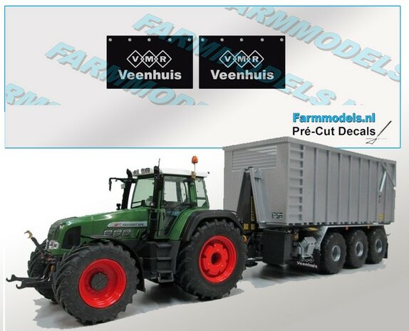 2x VMR Veenhuis Spatlapstickers op ZWART MATT folie 14.2 x 23 mm breed Pr&eacute;-Cut Decals 1:32 Farmmodels.nl 