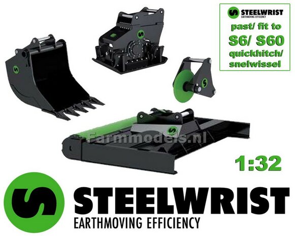 STEELWRIST Hulpstukken en Dieplepelbak set met S60/ S60 Koppeling 1:32 AT3200109