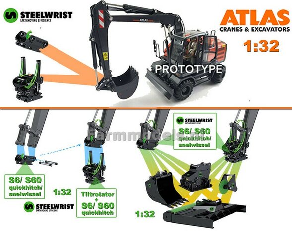 STEELWRIST X20 S60 TILTROTATOR met S60 Koppeling 1:32  AT3200110 