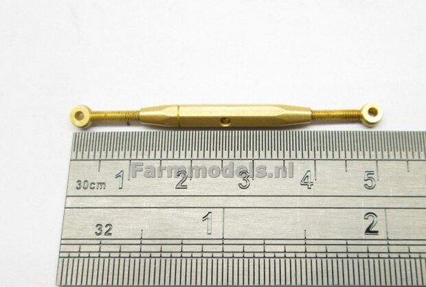 Topstang VERSTELBAAR Lengte in : 33 mm - uit: 42 mm  Topstang met 2x KOGEL aansluiting. Geleverd in MESSING  1:32