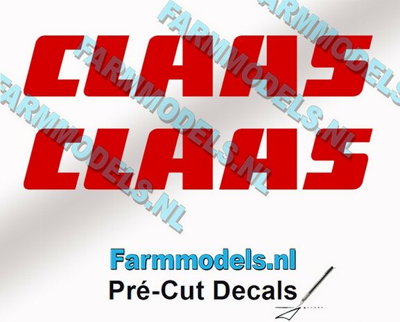 CLAAS stickers ROOD op transparante folie 10 mm hoog Pr&eacute;-Cut Decals 1:32 Farmmodels.nl 