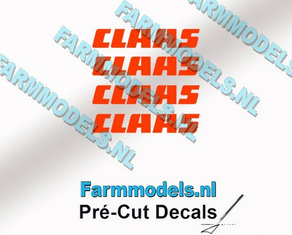 CLAAS stickers ORANJE op transparante folie 2 mm hoog Pr&eacute;-Cut Decals 1:32 Farmmodels.nl 