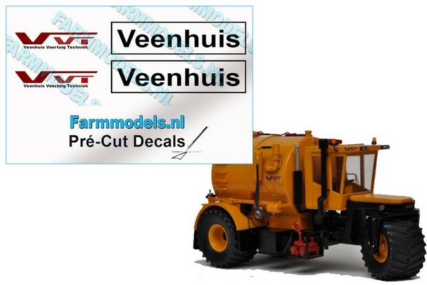 VVT Veenhuis Voertuig Techniek Stickerset op Transparant Pr&eacute;-Cut Decals 1:32 Farmmodels.nl