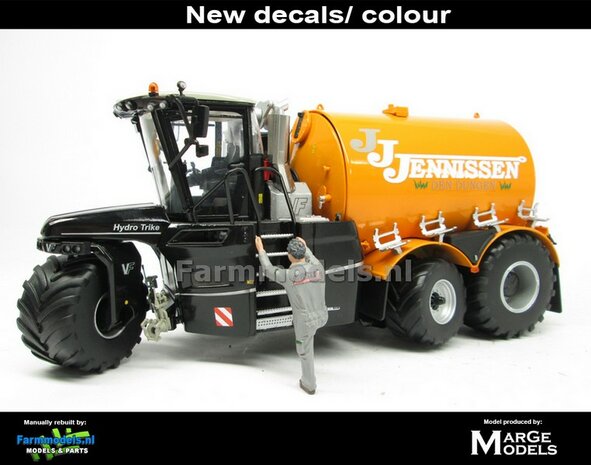 Rebuilt ND-VERVAET Hydro Trike XL, ZWART CHASSIS &amp; GELE TANK + Jennissen LOGO, Velgen Alu-Zilver, 1:32 Marge Models  MM1820-JENNISSEN-5