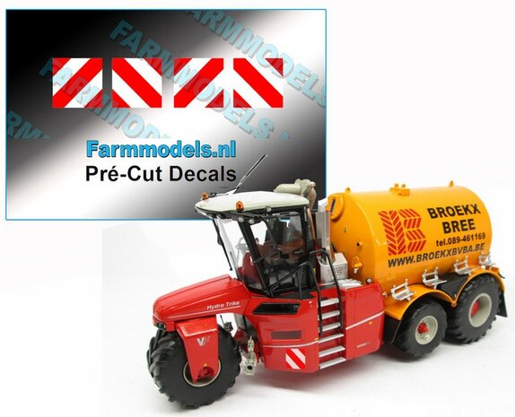 Breedte/ Verdrijvingsbord/- Verkeer stickers ROOD/ WIT ong. 12 x 12 mm  Pr&eacute;-Cut Decals 1:32 Farmmodels.nl