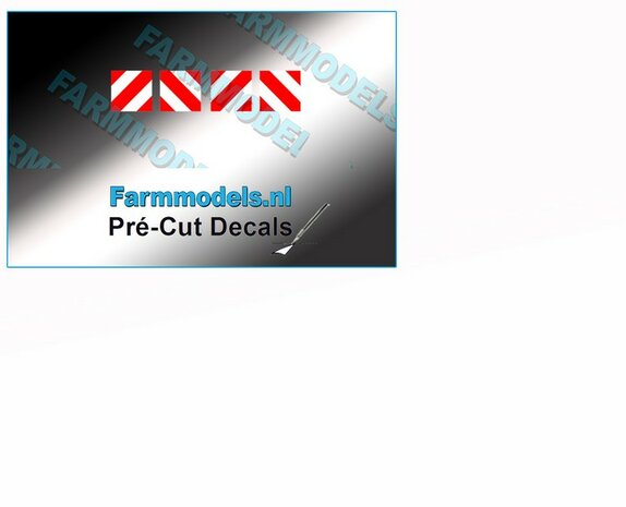 Breedte/ Verdrijvingsbord/- Verkeer stickers ROOD/ WIT ong. 6 x 6 mm  Pr&eacute;-Cut Decals 1:32 Farmmodels.nl