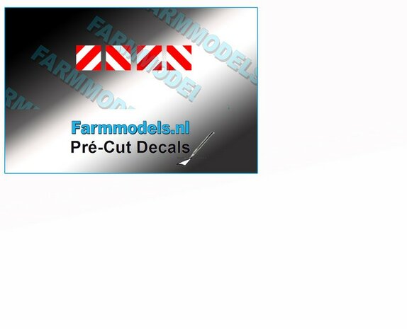 Breedte/ Verdrijvingsbord/- Verkeer stickers ROOD/ WIT ong. 5 x 5 mm  Pr&eacute;-Cut Decals 1:32 Farmmodels.nl