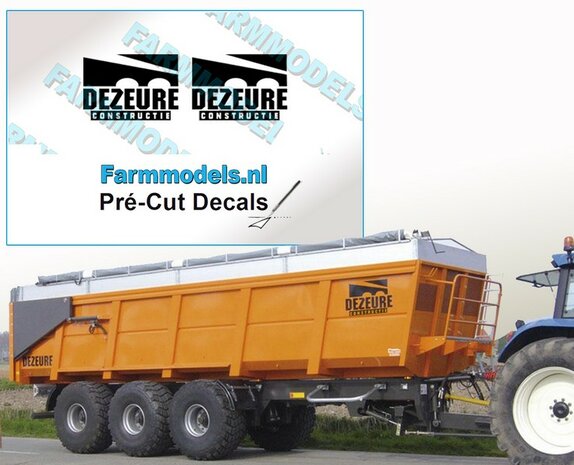 DEZEURE constructie ZWART logo stickers op Transparant 20mm breed Pr&eacute;-Cut Decals 1:32 Farmmodels.nl 