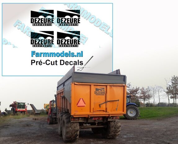 DEZEURE constructie ZWART logo stickers op Transparant 15mm x 24 mm Pr&eacute;-Cut Decals 1:32 Farmmodels.nl 