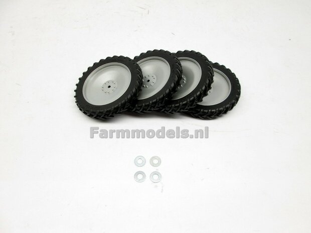 COMBI SET: 4x &Oslash; 63.5 mm: AMAZONE PANTERA: 4x CULTUURWIELEN + opvulringen ALU-METALIC GRIJS 4-Delig past o.a. op Amazone Pantera 1:32