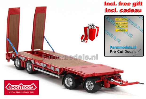 RED Nooteboom ASDV-40-22 getrokken dieplader + Free Gift Decals (long vehicle) 1:32 AT-Collections AT3200139  