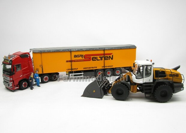 BOUWKIT: BECO Hoogkiepbak  / Volume bak BOUWKIT geschikt voor o.a. snelwissel koppeling 510005 t/m 510095 &amp; Volvo VAB-STD van AT &amp; Claas Torion/ Liebherr L 556 van Wiking modellen1:32 (HTD)