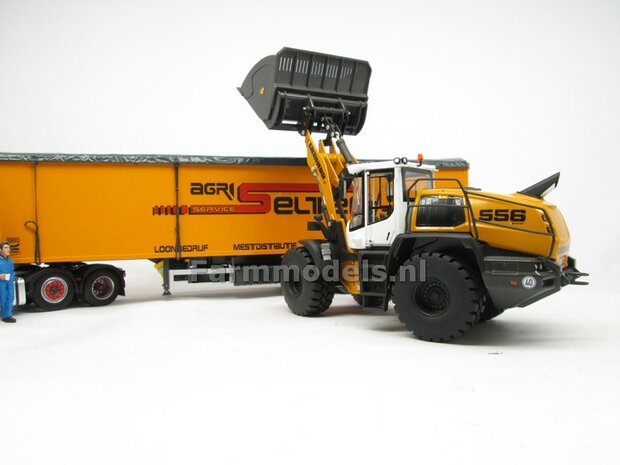 BOUWKIT: BECO Hoogkiepbak  / Volume bak BOUWKIT geschikt voor o.a. snelwissel koppeling 510005 t/m 510095 &amp; Volvo VAB-STD van AT &amp; Claas Torion/ Liebherr L 556 van Wiking modellen1:32 (HTD)