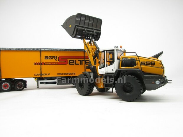 BOUWKIT: BECO Hoogkiepbak  / Volume bak BOUWKIT geschikt voor o.a. snelwissel koppeling 510005 t/m 510095 &amp; Volvo VAB-STD van AT &amp; Claas Torion/ Liebherr L 556 van Wiking modellen1:32 (HTD)