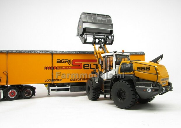 BOUWKIT: BECO Hoogkiepbak  / Volume bak BOUWKIT geschikt voor o.a. snelwissel koppeling 510005 t/m 510095 &amp; Volvo VAB-STD van AT &amp; Claas Torion/ Liebherr L 556 van Wiking modellen1:32 (HTD)