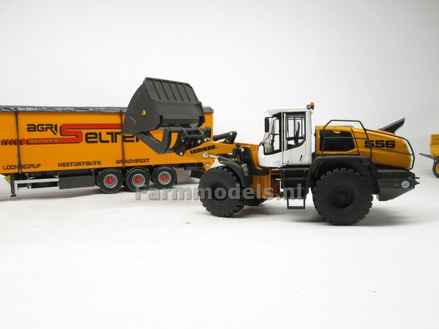 BOUWKIT: BECO Hoogkiepbak  / Volume bak BOUWKIT geschikt voor o.a. snelwissel koppeling 510005 t/m 510095 &amp; Volvo VAB-STD van AT &amp; Claas Torion/ Liebherr L 556 van Wiking modellen1:32 (HTD)