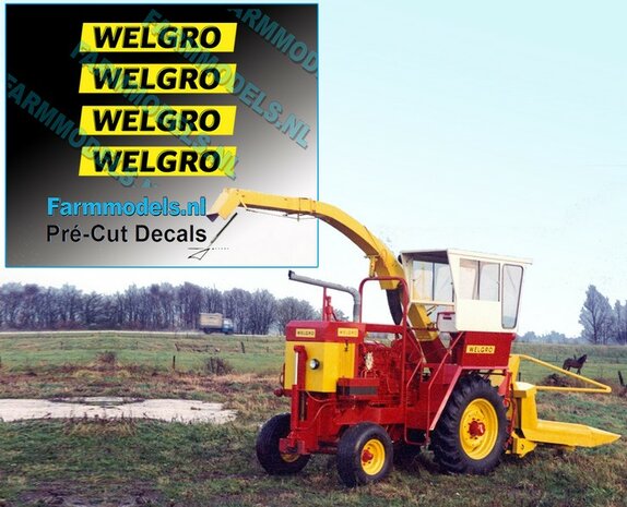 WELGRO logo oud CURSIEF 3 mm hoog stickers Pr&eacute;-Cut Decals ZWART op GELE folie 1:32 Farmmodels.nl 