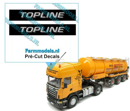 TOPLINE CABINERAND stickers ZILVERGRIJS met schaduw op ZWARTE Folie 52.5 mm breed Pr&eacute;-Cut Decals 1:32 Farmmodels.nl 