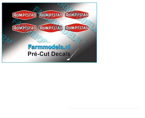 RUMPTSTAD logo stickers 5.6 mm hoog Pr&eacute;-Cut Decals 1:32 Farmmodels.nl 