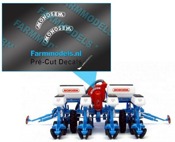 MONOSEM stickers WIT 6mm x 9.5mm half rond op transparante folie  Pr&eacute;-Cut Decals 1:32 Farmmodels.nl 