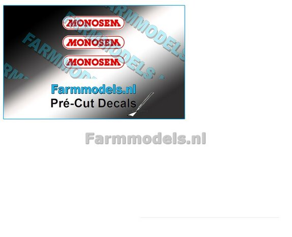 MONOSEM stickers ROOD/ WIT 18 mm breed Pr&eacute;-Cut Decals 1:32 Farmmodels.nl 