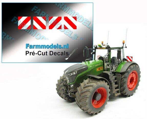 Breedte/ Verdrijvingsbord/- Verkeer stickers ROOD/ WIT ong. 10 x 10 mm  Pr&eacute;-Cut Decals 1:32 Farmmodels.nl