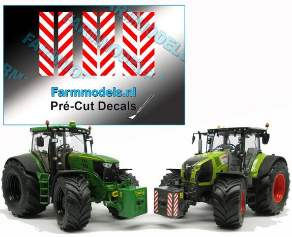 6x Breedte/ Verdrijvingsbord/- Verkeer stickers ong. 5 x 21.5 mm   Pr&eacute;-Cut Decals 1:32 Farmmodels.nl