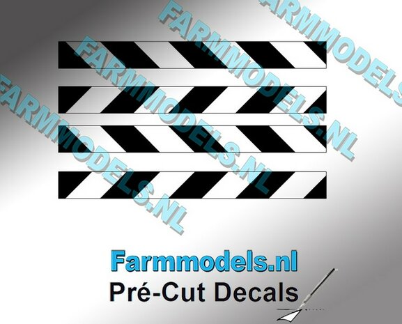 Verdrijvingsbord/ Verkeer stickers Zwart/ Transparant ong. 4mm x 40mm   Pr&eacute;-Cut Decals 1:32 Farmmodels.nl
