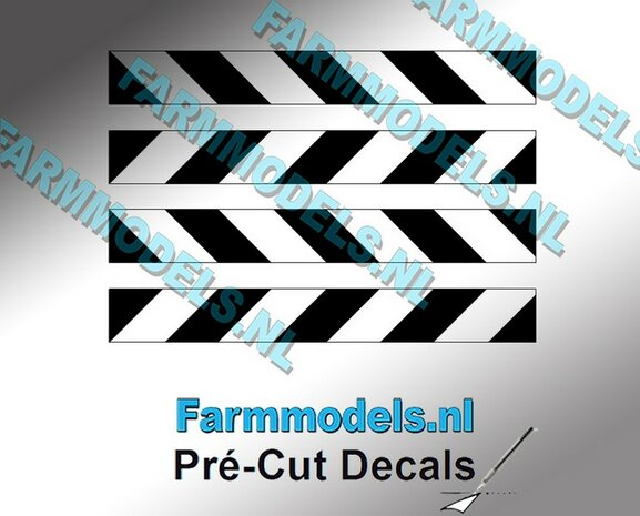 Verdrijvingsbord/ Verkeer stickers Zwart/ Transparant ong. 5mm x 40mm   Pr&eacute;-Cut Decals 1:32 Farmmodels.nl